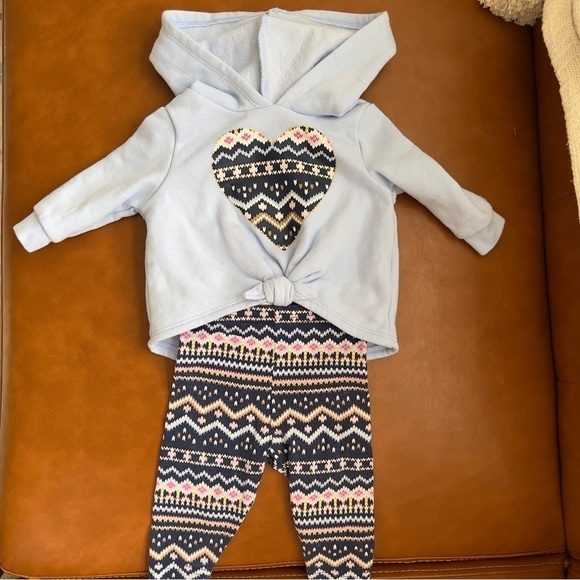 Carter’s 2-Piece Heart Top and Legging Set Blue/Pink size 3 months - Picture 1 of 5